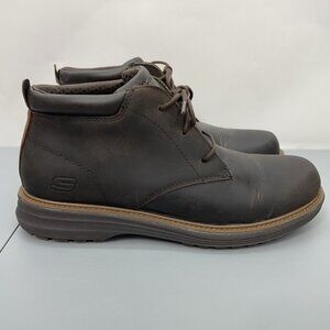 Skechers Wenson Osteno Ankle Boots Chukka Oiled Leather Casual Brown Mens 11